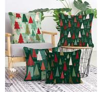Housse Coussin 30x30 cm Noël, Lot de 4 Décoratif Taie d'oreiller en Peluche Courte, Housse de Coussin Exterieur Impermeable pour Salon de Jardin Chambre Canapé Chaise Lit Arbre L-G648