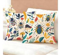 Housse Coussin 30x30 Feuilles Lot de 2, Insecte Housse de Coussin Velours, Doux Confort Taies d'oreiller Imperméable Extérieur, avec Fermeture Éclair, Décoration de Jardin Salon Canapé Lit K6-793