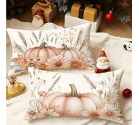 Housse Coussin 30x50 cm Blanc Coussin Exterieur Impermeable Velour Taie Oreiller avec Fermeture Éclair Invisible Lot de 2 Citrouille Cushion Covers pour Jardin Canapé Automne Decoration Maison 3m-709