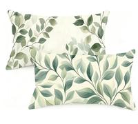 Housse Coussin 30x50 cm Grand Coussin Vert RectangulaireTaie Oreiller Simplicité Velour Respirable et Durable Taie d'oreiller 30 x 50,Fermeture à Glissière Invisible,Automne Decor Maison Canapé EM-318