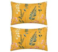 Housse Coussin 30x50 cm Jaune Coussin Canape Decoration, Lot de 2 Housse de Coussin en Lin Coussin Canapé Taie Oreiller Rectangulaire Housses de Coussin pour Salon Chambre Jardin (Fleur D'Été) J416