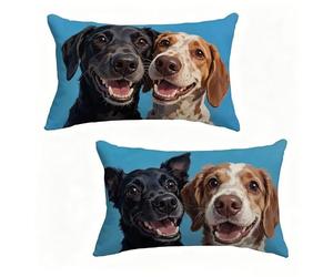 Housse Coussin 30x50 cm Lot de 2 Chien Housse De Coussin 30 x 50 cm Gros Coussin De Canapé Bleu Rectangle Décoration Taie Oreiller Lin pour Decoration Chambre, Printemps été Cadeaux Femme X-D17ZFY