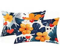 Housse Coussin 30x50 cm Lot de 2 Feuille Taie Oreiller, Fleur Housse de Coussin Rectangulaire Décoratif Canapé Lino Taie d'oreiller, pour Automne Extérieur Patio Jardin Salon Chambre Décoration h-1789