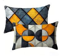 Housse Coussin 30x50 cm Lot de 2, Sombre Coussin Exterieur Impermeable, Géométrie Décoratif Canapé Taie Oreiller 30x50, Velours Taie d'oreiller, pour Printemps été Decoration Maison Jardin E-7422