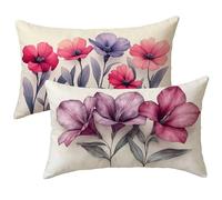 Housse Coussin 30x50 cm Lot de 2, Violet Coussin Exterieur Impermeable Velours Taie d'oreiller, Fleur Décoratif Canapé Taie Oreiller 30x50, pour été Extérieur Jardin Salon Chambre Décoration E-1834