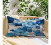 Housse Coussin 30x50 cm Rétro Coussin Extérieur Imperméable Lin Bleu, Impression Recto-Verso et Fermeture Invisible, Décoration Printemps Été pour Canapé, Jardin, Balcon, Terrasse et Patio, A*502