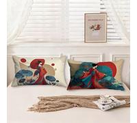 Housse Coussin 30x50 Lot de 2 Housse de Coussin Japon, Chanteuse Motif Conception Double Face Impression Lin Taie Oreiller avec Fermeture Eclair Caché pour Decoration Jardin Salon Chambre Gift,Model33