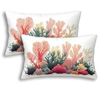 Housse Coussin 30x50, Lot de 2 Taie Oreiller Blanc Rectangulaire Velours, Housse de Coussin Corail Doux Impression Recto Verso, Taie d'Oreiller Décorative pour Canapé Lit Salon, Cadeau Femme -8138