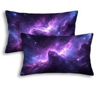 Housse Coussin 30x50, Lot de 2 Taie Oreiller Violet Rectangulaire Velours, Housse de Coussin Voie Lactée Doux Impression Recto Verso, Taie d'Oreiller Décorative pour Canapé Lit Salon, Cadeau -8523