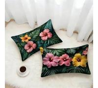 Housse Coussin 30x50 Lot de 2, Vert Taie Oreiller 30x50cm avec Fermeture Éclair Invisible, Planter Imperméable Lin Housse de Coussin, Taie d'oreiller pour Canape Salon Maison Decor Cadeau J-8845