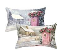 Housse Coussin 30x50 Petit Coussin Crème Taie D'oreiller Lot de 2, Doux Lin Coussins Décoratifs Rouge Taie Oreiller Rectangulaire Decoration Maison Avec Fermeture Eclair Invisible, Cadeau Femme p0q-87