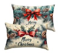 Housse Coussin 30x50cm Crème Coussin Canape Noël Housse Coussin 2 Pièces Doux Taie en Velours Decoratif D'oreiller, Impression Double Face D'automne Décoration, Chambre Jardin Terrasse Le Banc Y-P1019