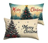 Housse Coussin 30x50cm Noël Coussin Canape Crème Housse Coussin 2 Pièces Doux Taie en Velours Decoratif D'oreiller, Impression Double Face D'automne Décoration, Chambre Jardin Terrasse Le Banc Y-P1031