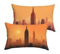 Housse Coussin 30x60cm Orange Brûlé Coussin Canape New York Housse Coussin 2 Pièces Doux Taie en Velours Decoratif D'oreiller, Impression Double Face D'automne Décoration, Chambre Jardin Y-P569