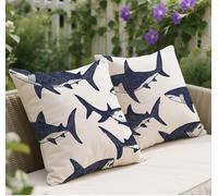 Housse Coussin 35x35 Blanc Automne Coussin Requin Motif, Velours Decoration Maison Housse Oreiller, Coussins Exterieur Impermeable, Taie Oreiller de Canapé Coussincarré Lot de 2 Salon Décor w-327