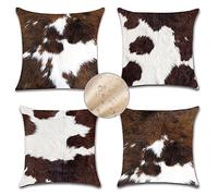 Housse Coussin 35x35cm Coussin Extérieur Imperméable Lin Housse de Coussin Motif Vache Lot de 4 Housses de Coussins Décoratifs Housse Coussin Canapé pour Jardin Déco d'extérieur Taie Oreiller S217