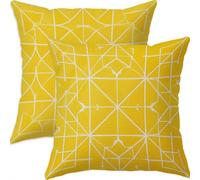 Housse Coussin 35x35cm Lot de 2 Coussins Décoratifs Motif Géométrique Jaune Housse Coussin Double Face Impermé avec Fermeture éclair Invisible,Lot de Coussins Canapé de Lin pour Salon Chambre-B279