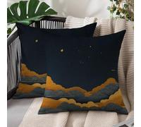 Housse Coussin 40 x 40 cm Abstrait Coussin Canape Nuage Exterieur Résistant à L'eau Lot de 2 en Lin Canapé Taie D'oreiller Pure Décoratif Taie d'oreiller pour Salon Chambre Jardin Maison Décor S#168