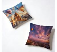 Housse Coussin 40 x 40 Lot de 2 MontgolfièRe Housse De Coussin 40x40 cm Gros Coussin De Canapé Paysage Décoration Taie Oreiller Lin pour Decoration Chambre, Printemps été Cadeaux pour Femme 6-42P15B