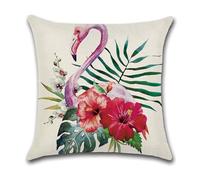 Housse Coussin 40x40 Flamingo Rouge Tropical Taie Oreiller Canape Salon Lin Carré Chambre Chaise Housse Coussin Exterieur Jardin Automobile Coussins Décoratifs