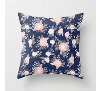 Housse Coussin 40x40 Fleur Bleue Rose Housse de Coussin 40 x 40 Protège Oreiller Coton Lin Taie d'oreiller Fermeture à Glissière Cachée Coussins Décoratifs Coussins Canapé Lot de 1