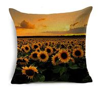 Housse Coussin 40x40 Fleur Coucher De Soleil Orange Housse de Coussin 40 x 40 Protège Oreiller Coton Lin Taie d'oreiller Fermeture à Glissière Cachée Coussins Décoratifs Coussins Canapé Lot de 1