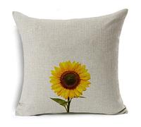 Housse Coussin 40x40 Fleur Jaune Beige Housse de Coussin 40 x 40 Protège Oreiller Coton Lin Taie d'oreiller Fermeture à Glissière Cachée Coussins Décoratifs Coussins Canapé Lot de 1