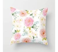 Housse Coussin 40x40 Fleur Rose Clair Housse de Coussin 40 x 40 Protège Oreiller Coton Lin Taie d'oreiller Fermeture à Glissière Cachée Coussins Décoratifs Coussins Canapé Lot de 1