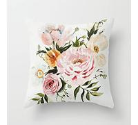 Housse Coussin 40x40 Fleurs Rose Orange Housse de Coussin 40 x 40 Protège Oreiller Coton Lin Taie d'oreiller Fermeture à Glissière Cachée Coussins Décoratifs Coussins Canapé Lot de 1