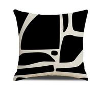 Housse Coussin 40x40 Géométrie Noire Housse de Coussin 40x40 Coton Lin Coussin Decoratif Fermeture à Glissière Cachée Housse de Coussin Respirabilité Taie Oreiller 40x40 Coussin Canapé 1 Pcs