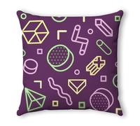 Housse Coussin 40x40 Géométrie Violette Coussin Canape Lin Respirante Lavable Taie Oreiller et Extérieur pour Salon Jardin Balcon Facile à Nettoyer