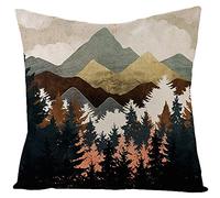 Housse Coussin 40X40 La Montagne Décoratif Canapé Taie d'oreiller Housses De Coussin en Lin Coussin Exterieur- Coussin Canape avec Fermeture Enveloppe-Hypoallergénique Anti-Acariens
