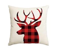 Housse Coussin 40x40 Noël Rennes Rouges Coussin Canape Lin Respirante Lavable Taie Oreiller et Extérieur pour Salon Jardin Balcon Facile à Nettoyer