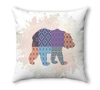 Housse Coussin 40x40 Orange Ours Bohème Coussin Canape Decoratif Lin Lavable en Machine pour Chambre Salon Jardin Taie Oreiller avec Zip Caché Coussins Décoratifs