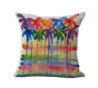 Housse Coussin 40x40 Palmier Multicolore Coussin Coton et Lin 1 pièce Housse Coussin Carré Coussin Decoratif Canape avec Fermeture Glissière- pour Chambre Voiture