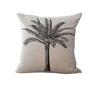 Housse Coussin 40x40 Palmier Noir Housse de Coussin Coton et Lin Coussin Decoratif Canape Moderne Housse Coussin avec Fermeture Glissière Invisible, pour Salon Chambre Voiture