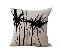 Housse Coussin 40x40 Palmiers Noirs Coussin Coton et Lin 1 pièce Housse Coussin Carré Coussin Decoratif Canape avec Fermeture Glissière- pour Chambre Voiture