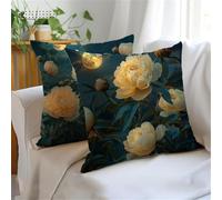 Housse Coussin 40x40cm Lot de 2, Crème Impermeable Exterieur Housse de Coussin lune Double Face Imprimé Lin Taie Oreiller de Canape pour Salon Chambre Canape Terrasse Jardin Automne Decoration JX-872