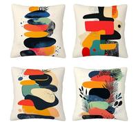 Housse Coussin 40x40cm Lot de 4 Decoration Maison Coloré Housses de Coussin Canapé Abstrait Carré Housse de Canapé Velours, Impression Recto Verso Taie Oreiller pour Decoration Chambre Balcon J-22