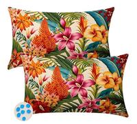 Housse Coussin 40x50 cm Lot de 2 Extérieur Imperméable Housse de Coussin Fleur Printemps Taie D'Oreiller Decoratif Plante Été Housses Coussins Exterieures pour Canapé Salon Jardin Décoration -SC272