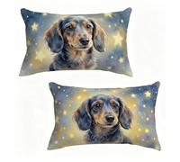 Housse Coussin 40x60 cm Lot de 2 Noir Housse De Coussin 40 x 60 cm Gros Coussin De Canapé Chien Rectangle Décoration Taie Oreiller Lin pour Decoration Chambre, Printemps été Cadeaux Femme G-Y73487