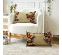 Housse Coussin 40x60 cm Lot de 2 Rétro Coussin Exterieur Impermeable Velours Coussins Canape Decoratif Taie d'oreiller, Papillon Canapé Rectangulaire Protege Oreiller, pour Decoration Maison O-11801