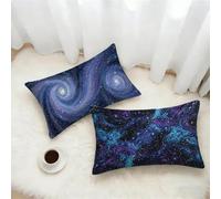 Housse Coussin 40x60 Lot de 2, Bleu Taie Oreiller 40x60cm avec Fermeture Éclair Invisible, Ciel éToilé Imperméable Lin Housse de Coussin, Taie d'oreiller pour Canape Salon Maison Decor J-6685