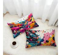 Housse Coussin 40x60 Lot de 2, Couleur Taie Oreiller 40x60cm avec Fermeture Éclair Invisible, Monde sous-Marin Imperméable Lin Housse de Coussin, Taie d'oreiller pour Canape Salon Maison Decor T-5283