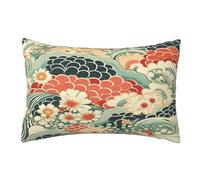 Housse Coussin 40x60cm Coussin Exterieur Impermeable Lot de 2 Style japonais Housse de Coussin, Fleur Coussin Decoratif Coussin Canapé, Coussins Décoratifs Housses Coussin pour Jardin Farmhouse,R463