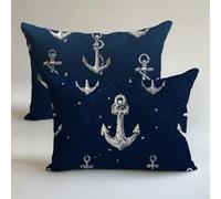 Housse Coussin 40x65cm Marine Coussin Canape Ancre Housse Coussin 2 Pièces Doux Taie en Lin Decoratif D'oreiller, Impression Double Face D'automne Décoration Chambre Jardin Terrasse Le Banc L-L937