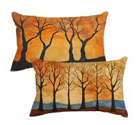 Housse Coussin 40x70 cm Automne Coussin Exterieur Impermeable Lin Taie Oreiller avec Fermeture Éclair Invisible Lot de 2 Arbre Cushion Covers pour Jardin Terrasse Porche Decoration Maison 2m-751