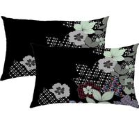 Housse Coussin 40x70 cm Coussin Exterieur Impermeable Noir Fleur E#269 | Fermeture à Glissière Invisible Velours Décoratifs Taie Oreiller, Intérieur/Extérieur Canape Balcon Jardin Decoration Maison