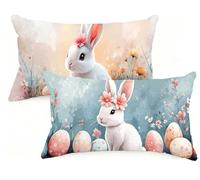 Housse Coussin 40x70 cm Grand Coussin Pâques RectangulaireTaie Oreiller Lapin Lin Respirable et Durable Taie d'oreiller 40 x 70 avec Fermeture à Glissière Invisible,Automne Decor Maison Canapé EM-1480