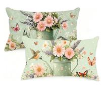 Housse Coussin 40x70 cm Grand Coussin Vert RectangulaireTaie Oreiller Printemps Velour Respirable et Durable Taie d'oreiller 40 x 70 ,Fermeture à Glissière Invisible,Automne Decor Maison Canapé EM-922